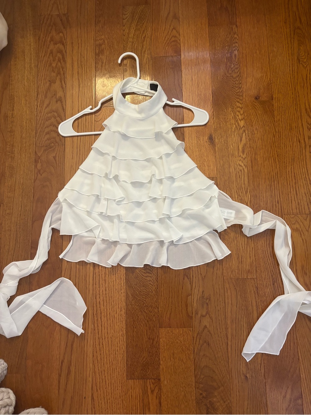 Zara White Ruffled Halter Tie-Back Camisole